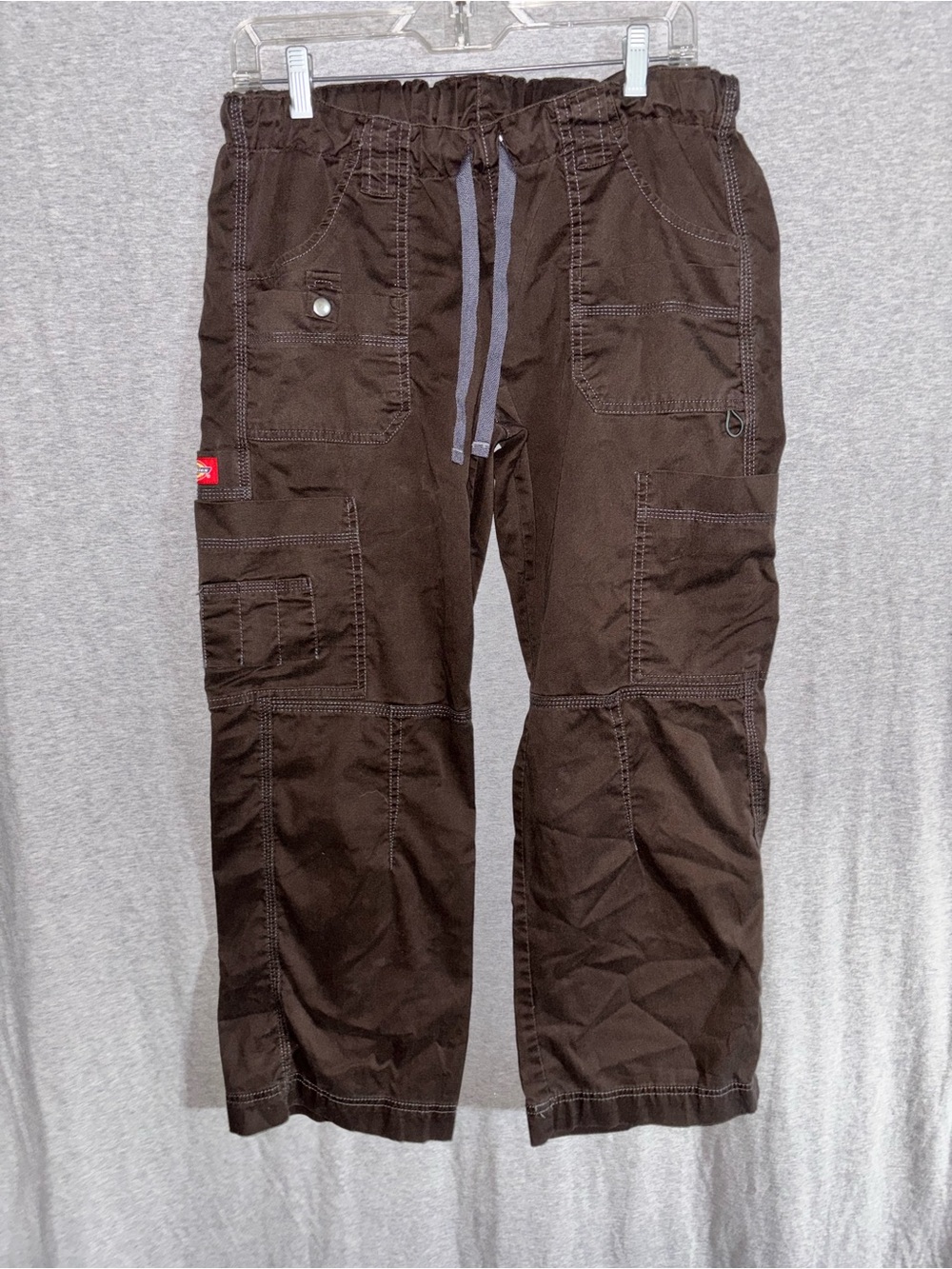 Dickies Brown Cargo Drawstring Pants with Utility Pockets
